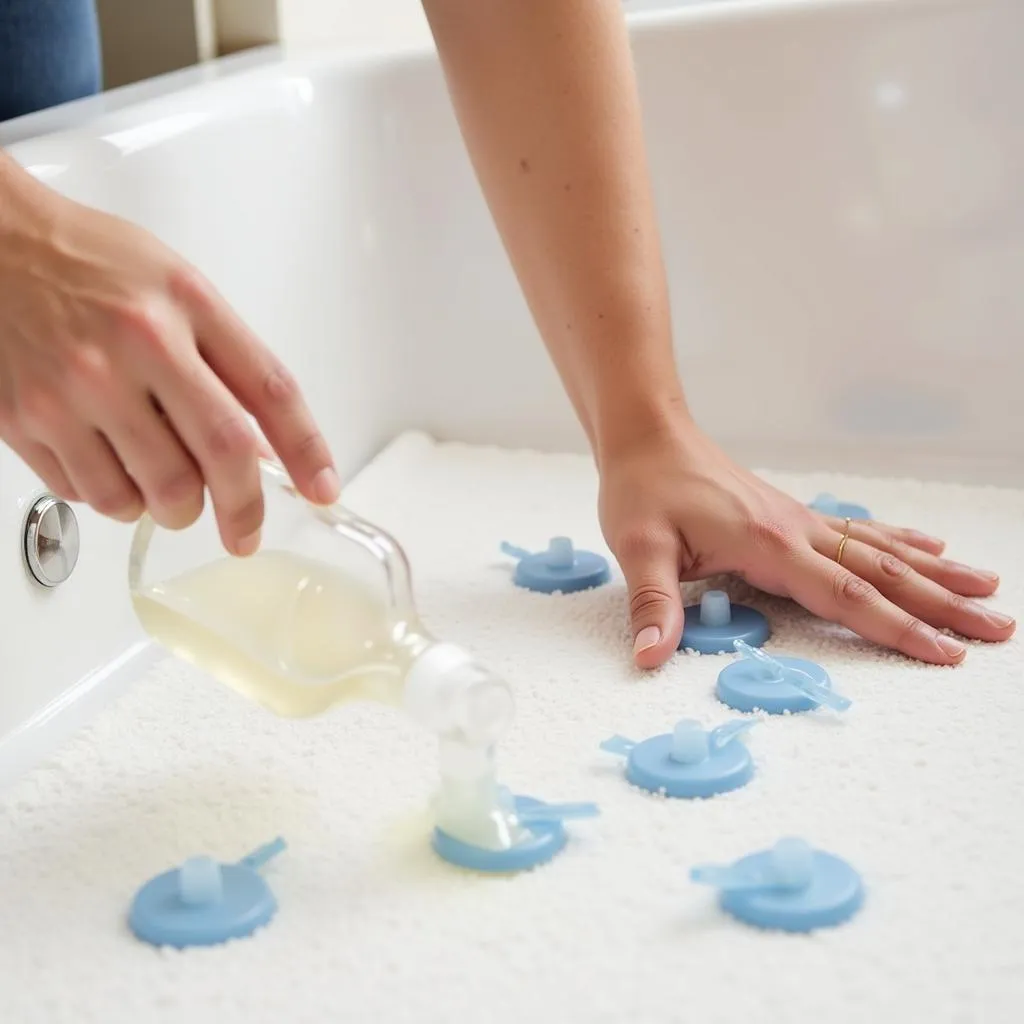 Cleaning a bath mat with white vinegar