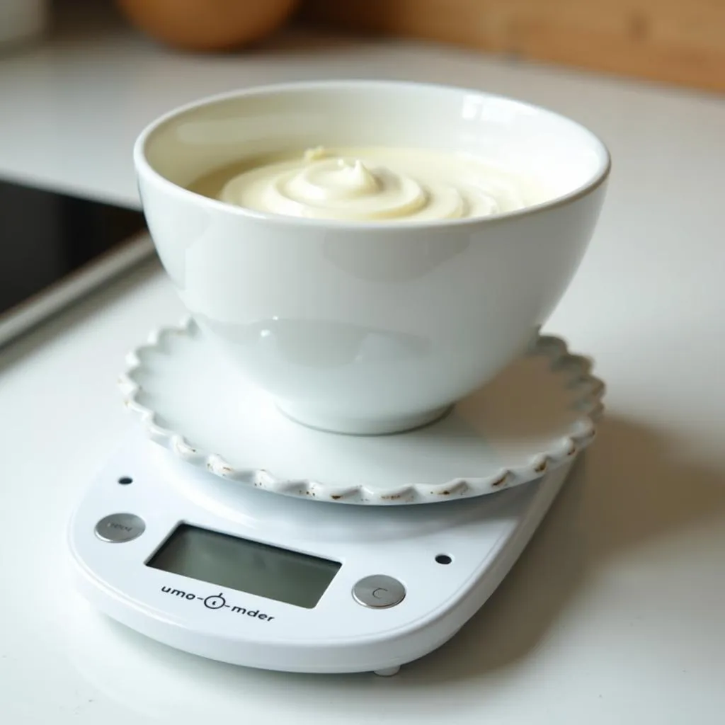 Weighing Yogurt on a Kitchen Scale