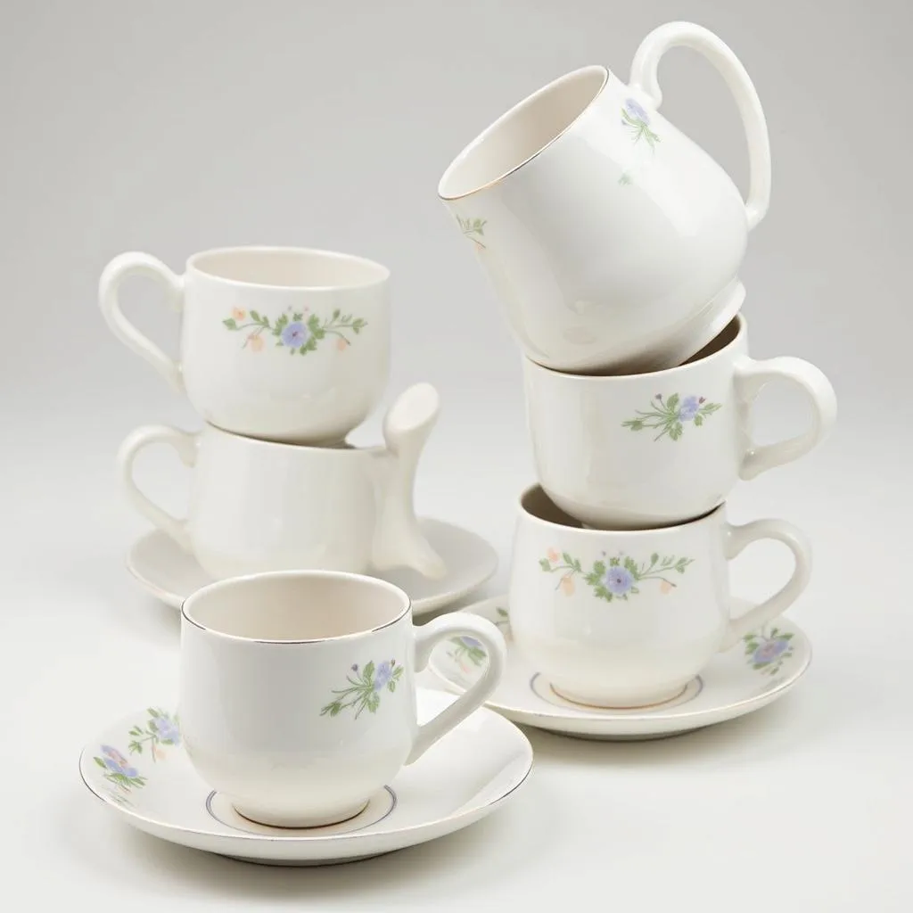 Elegant White Ceramic Tea Cups Set for a Luxurious Tea Experience