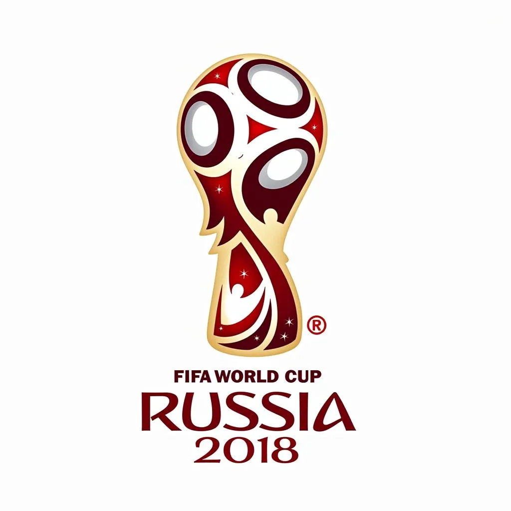 World Cup 2018 Logo featuring the iconic silhouette of a football within a stylized image of the World Cup trophy and traditional Russian elements