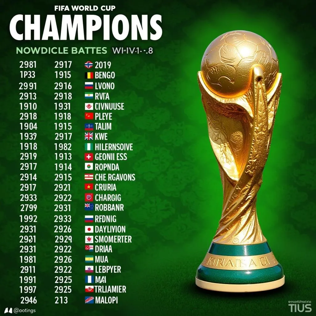 A detailed list of FIFA World Cup champions