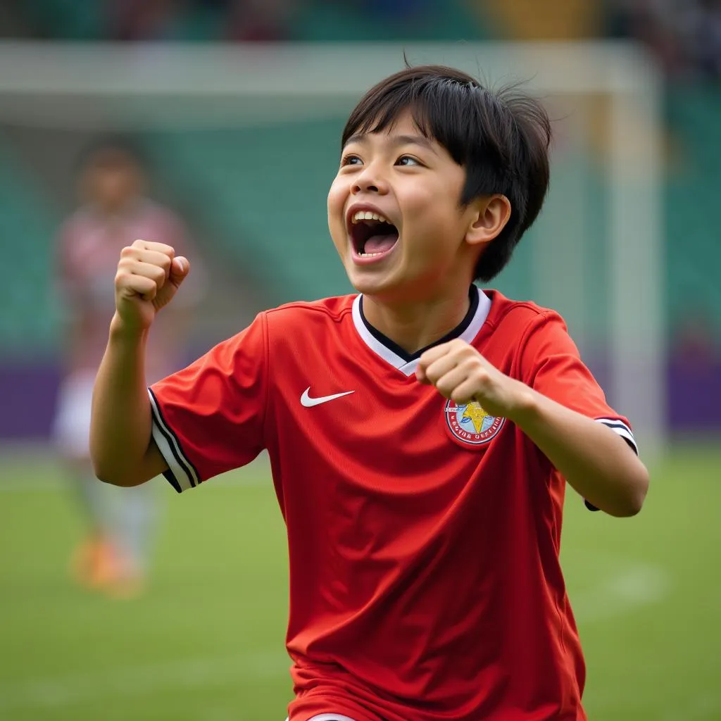 Young Hong Kong Footballer Celebrating a Goal