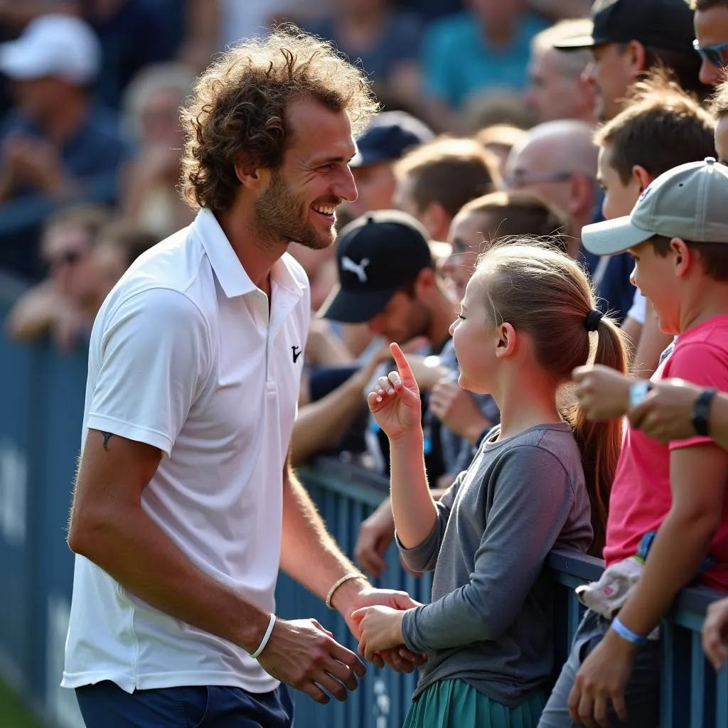 Alexander Zverev interacts with fans at the 2019 Rogers Cup