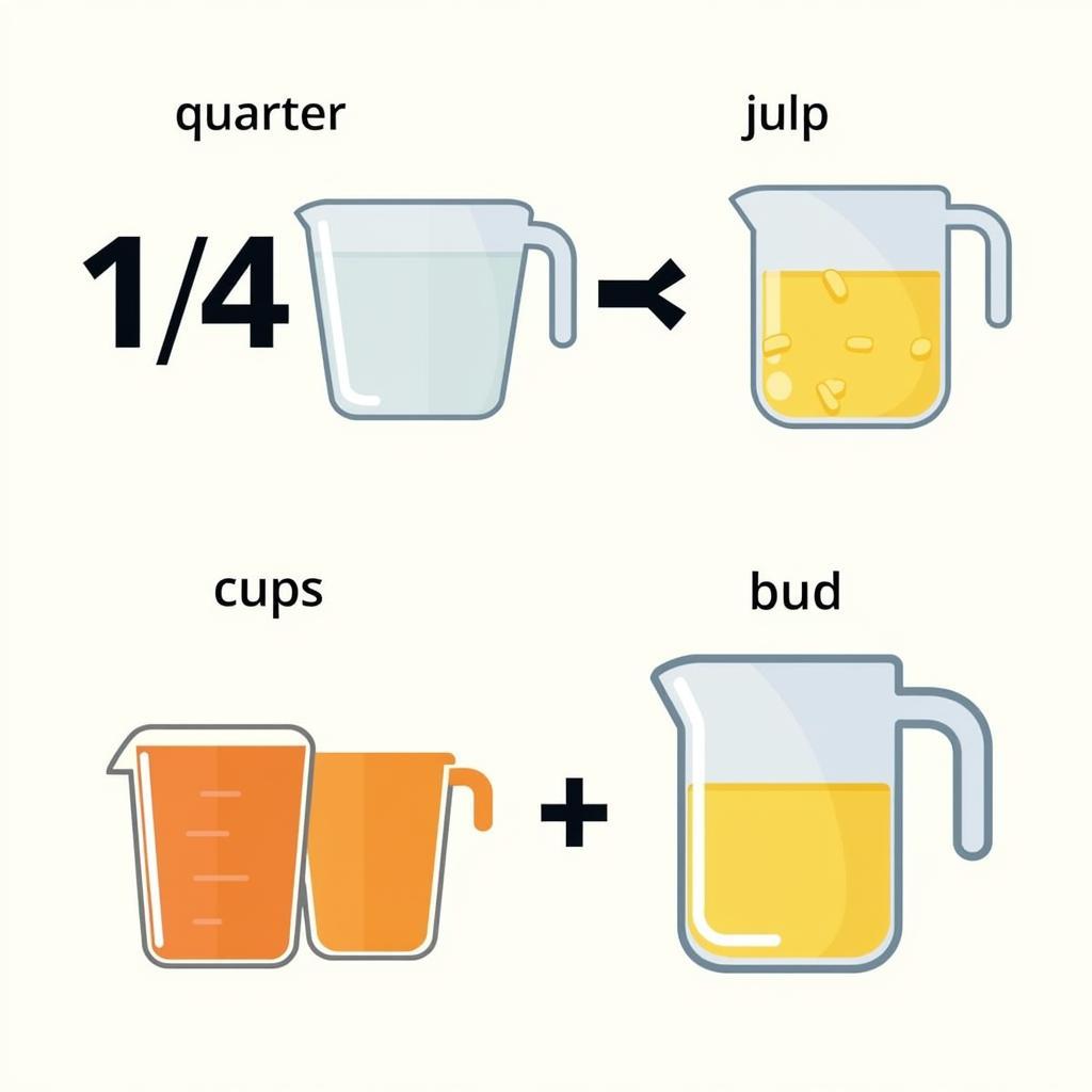 Conversion Chart from 1/4 Quart to Cups