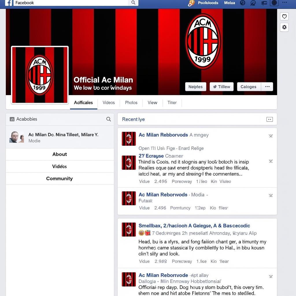 Trang Facebook chính thức của AC Milan