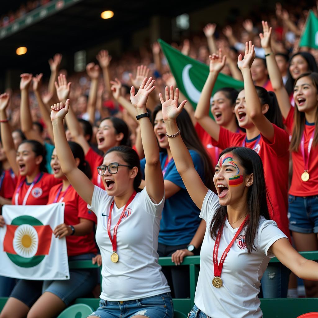 Cổ động viên cuồng nhiệt tại AFC Women's Asian Cup 2022