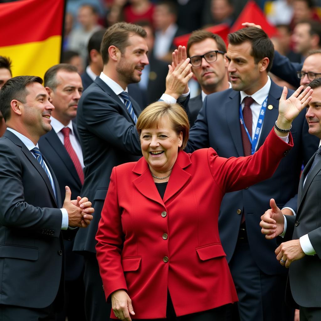 Angela Merkel ăn mừng chiến thắng World Cup 2014