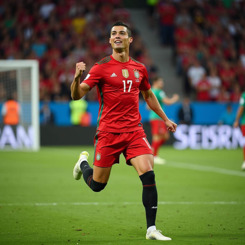 Ronaldo ăn mừng bàn thắng World Cup