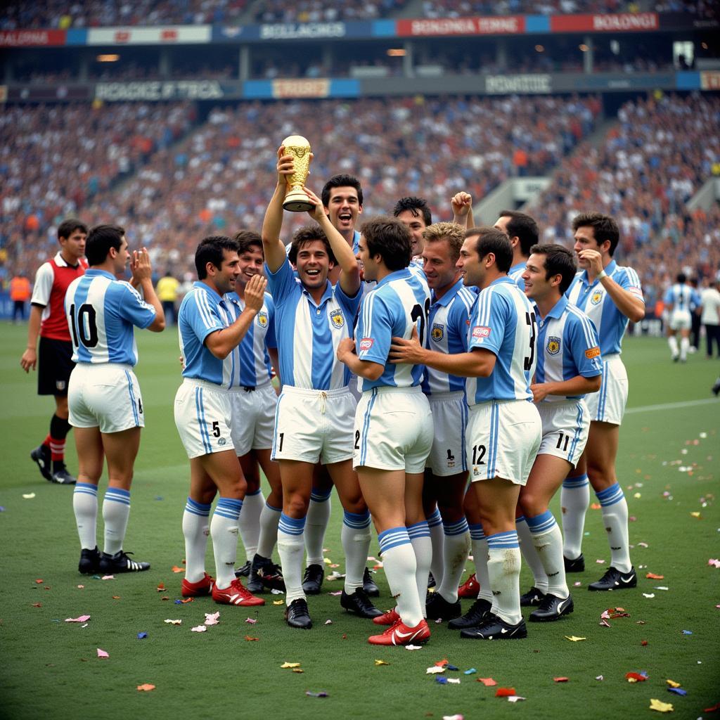 Đội tuyển Argentina ăn mừng chiến thắng tại World Cup 1986