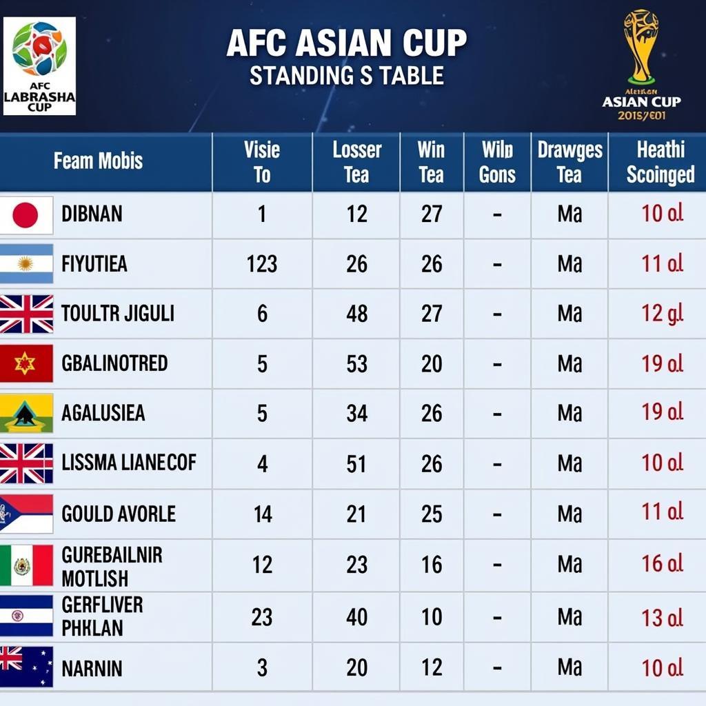 Asian Cup hôm nay bảng xếp hạng