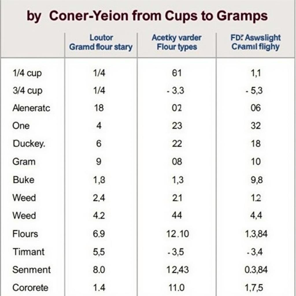 Flour Conversion Chart: Cups to Grams