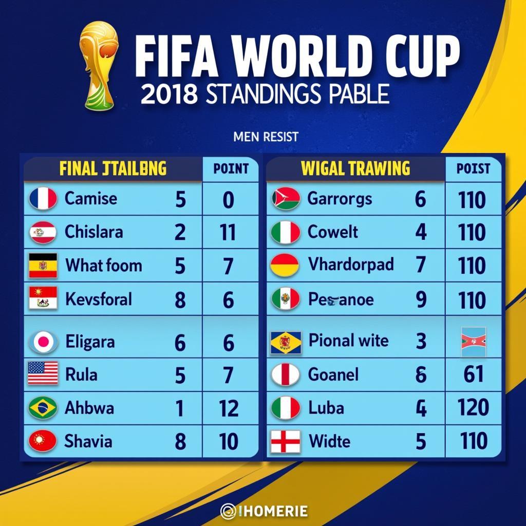 FIFA World Cup 2018 Standings Table