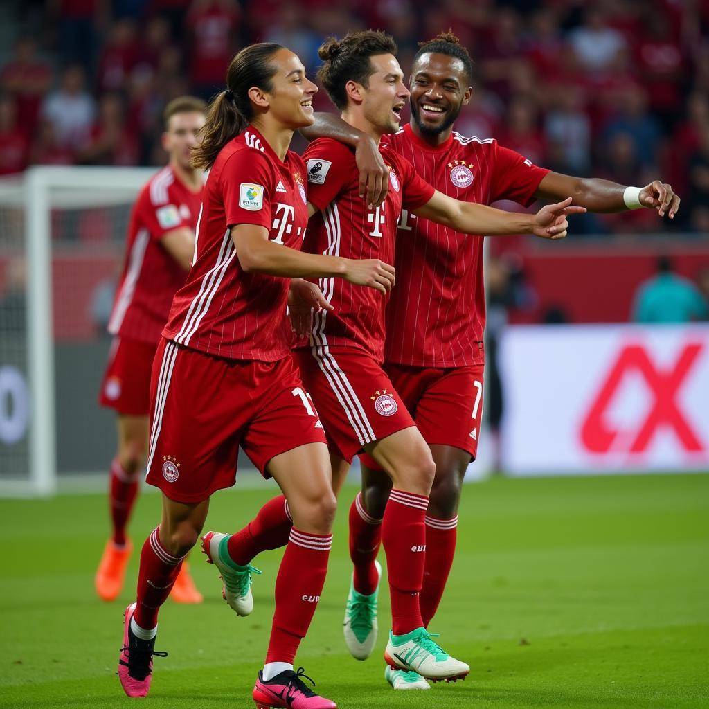 Cầu thủ Bayern Munich ăn mừng bàn thắng tại Audi Cup 2019