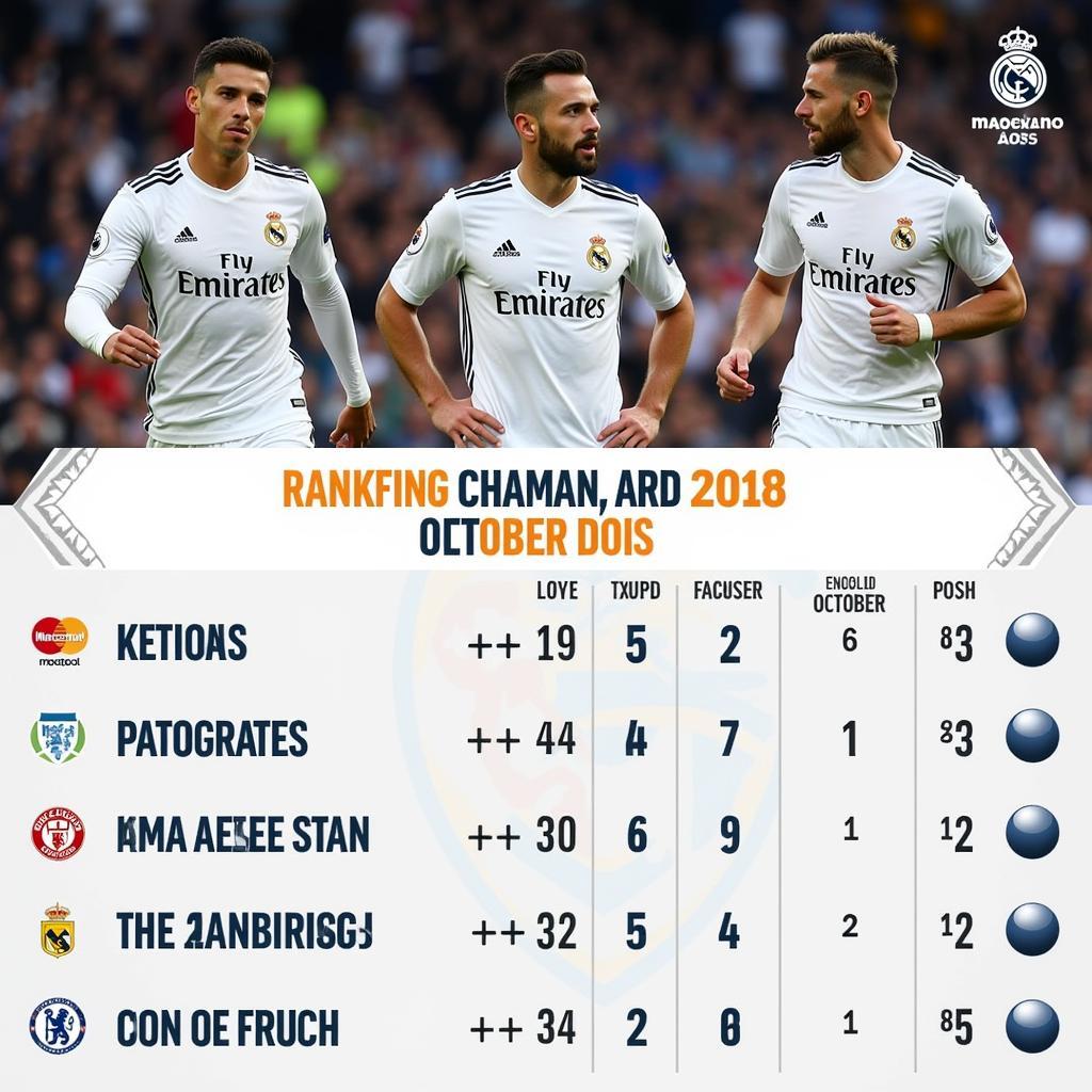 BXH CLB Mạnh Nhất Tháng 10 2018: Real Madrid