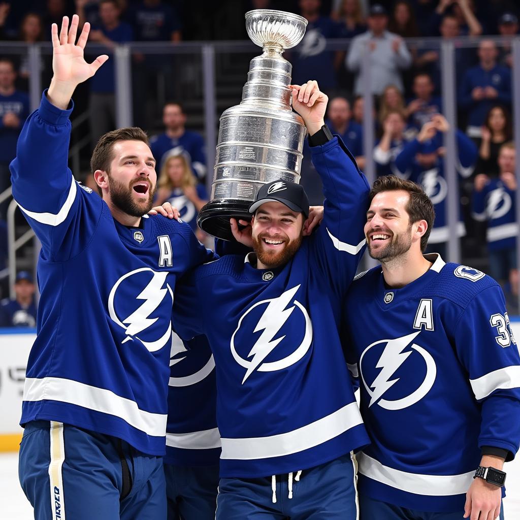 Cầu thủ Tampa Bay Lightning ăn mừng chiến thắng Stanley Cup 2020