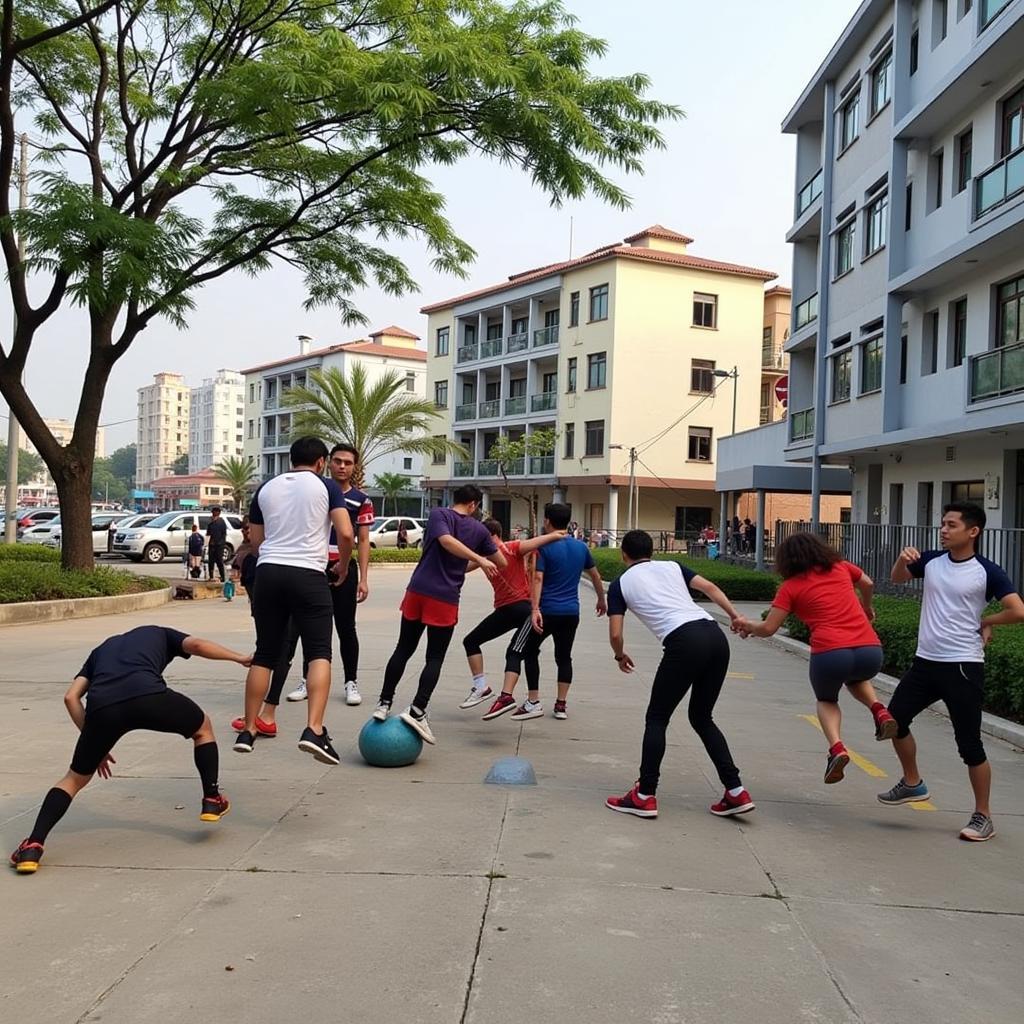 Thành viên CLB Nhà Thi Đấu Nguyễn Tri Phương Parkour đang tập luyện