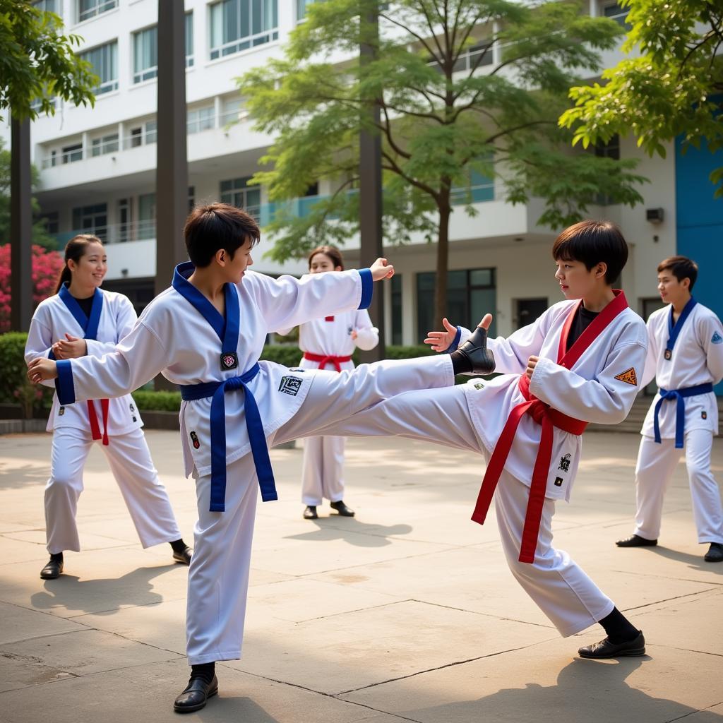 Buổi tập luyện CLB Taekwondo Đại học Nha Trang