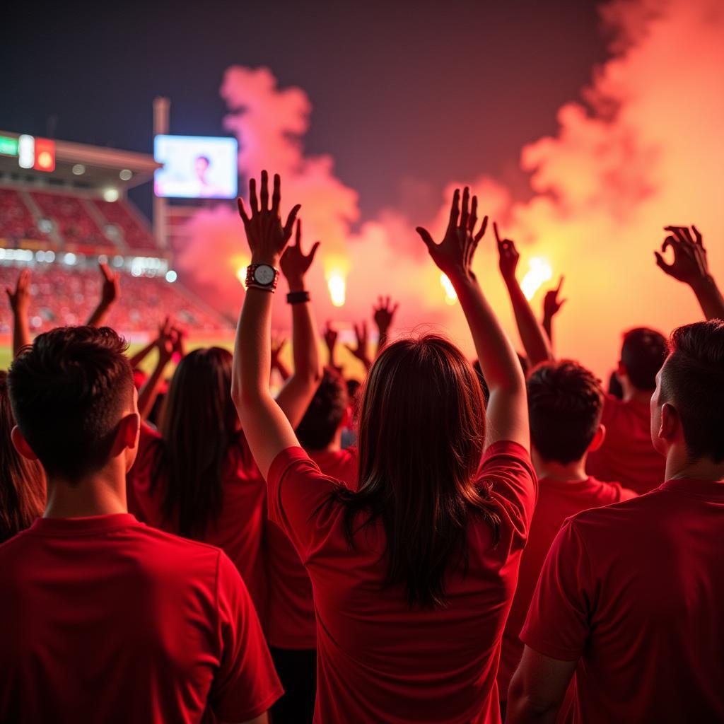 Cổ động viên Việt Nam cuồng nhiệt cổ vũ đội tuyển tại AFF Cup 2018