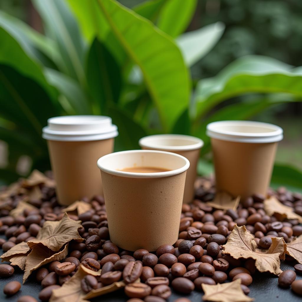 Compostable coffee cups made from sugarcane bagasse