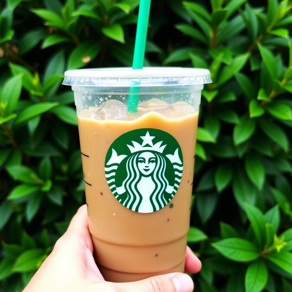 Cốc trong suốt Starbucks với logo nổi bật