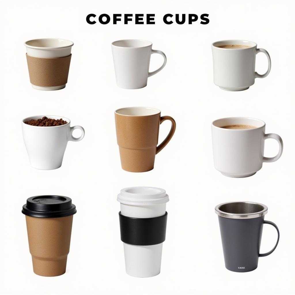 Coffee cups of various shapes and sizes in Australia