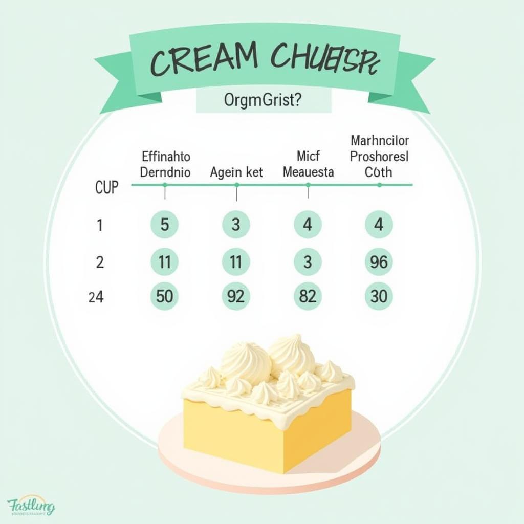 Bảng quy đổi từ cup cream cheese sang gram