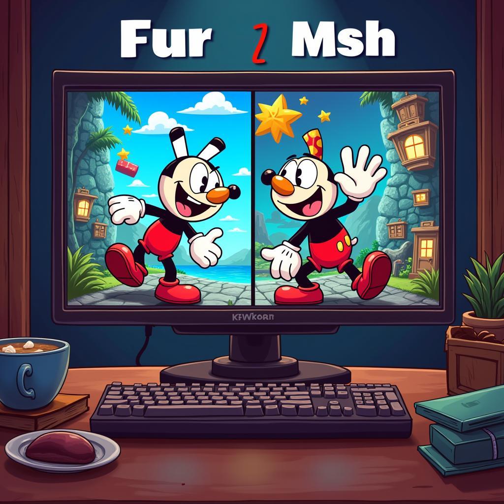 Cuphead 2 người chơi màn hình chia đôi