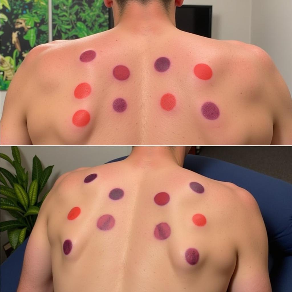 Dấu hiệu Cupping Artifact trên lưng cầu thủ bóng đá