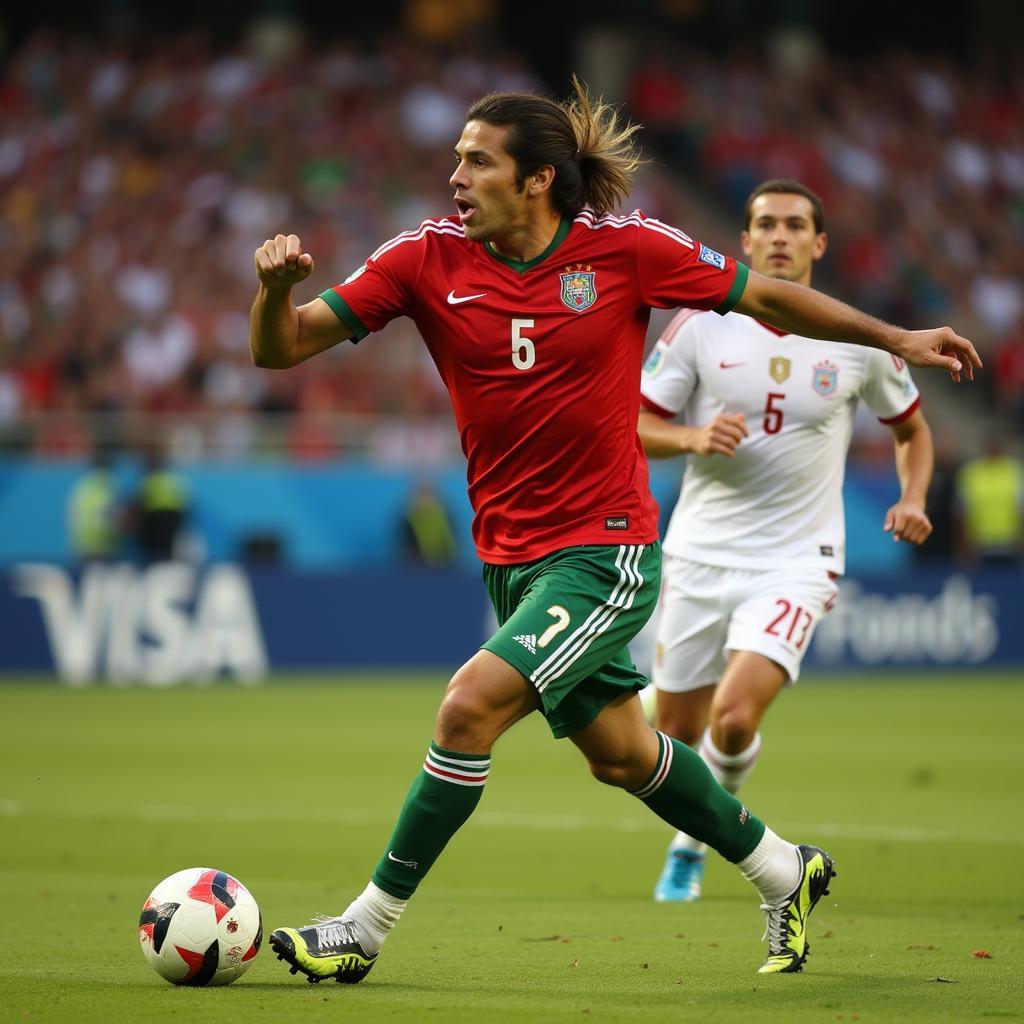 Diego Forlán scoring a goal at the 2010 World Cup