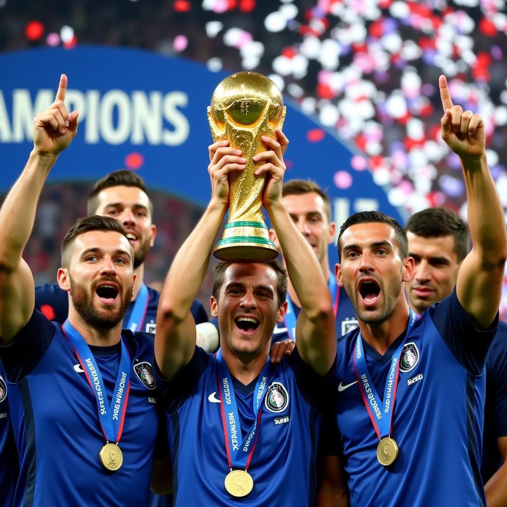 France celebrates winning the 2018 FIFA World Cup.