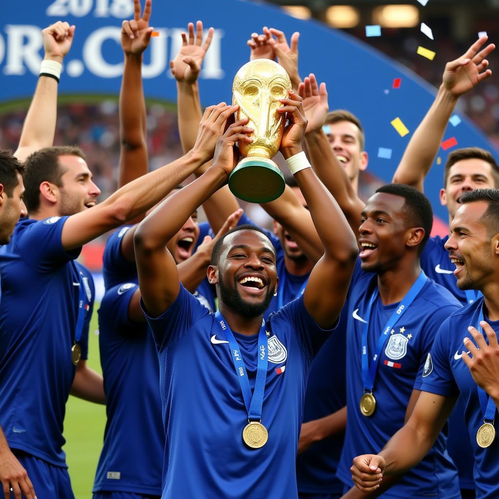 France celebrating their 2018 World Cup win