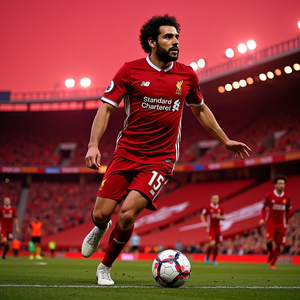 Hình nền Liverpool 4K với hình ảnh Mohamed Salah