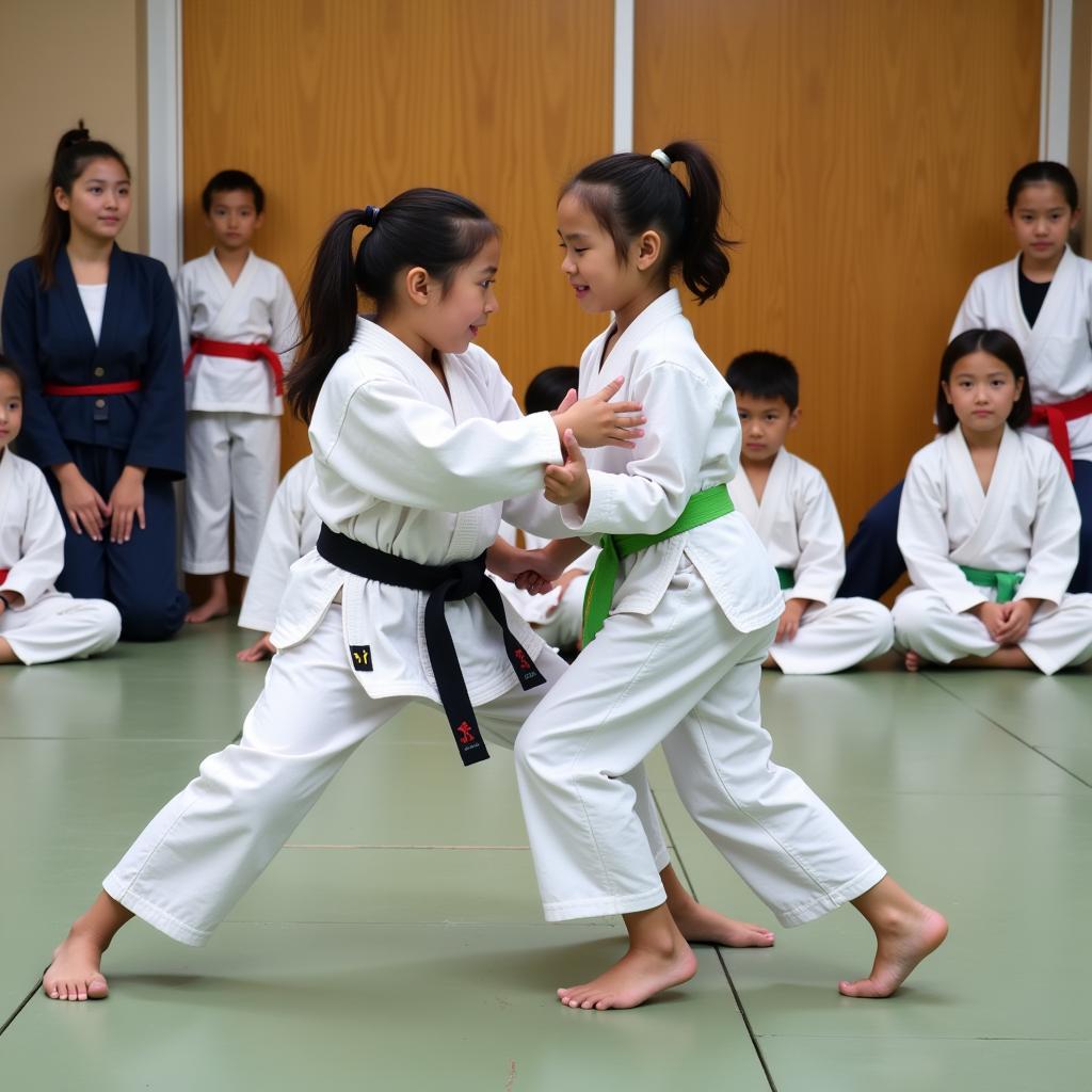 Học sinh tập luyện Aikido tại CLB thể thao học đường