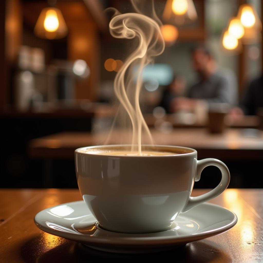 The aroma of a steaming cup of coffee