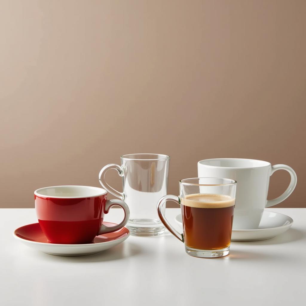 Hình ảnh bộ sưu tập illy espresso cups với đa dạng chất liệu như sứ, thủy tinh