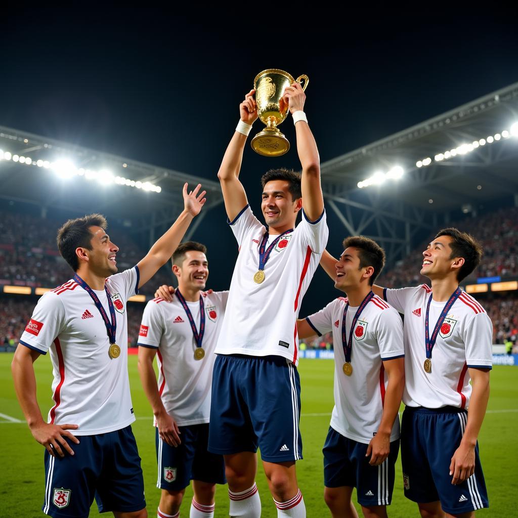 Japan lifting the Asian Cup trophy