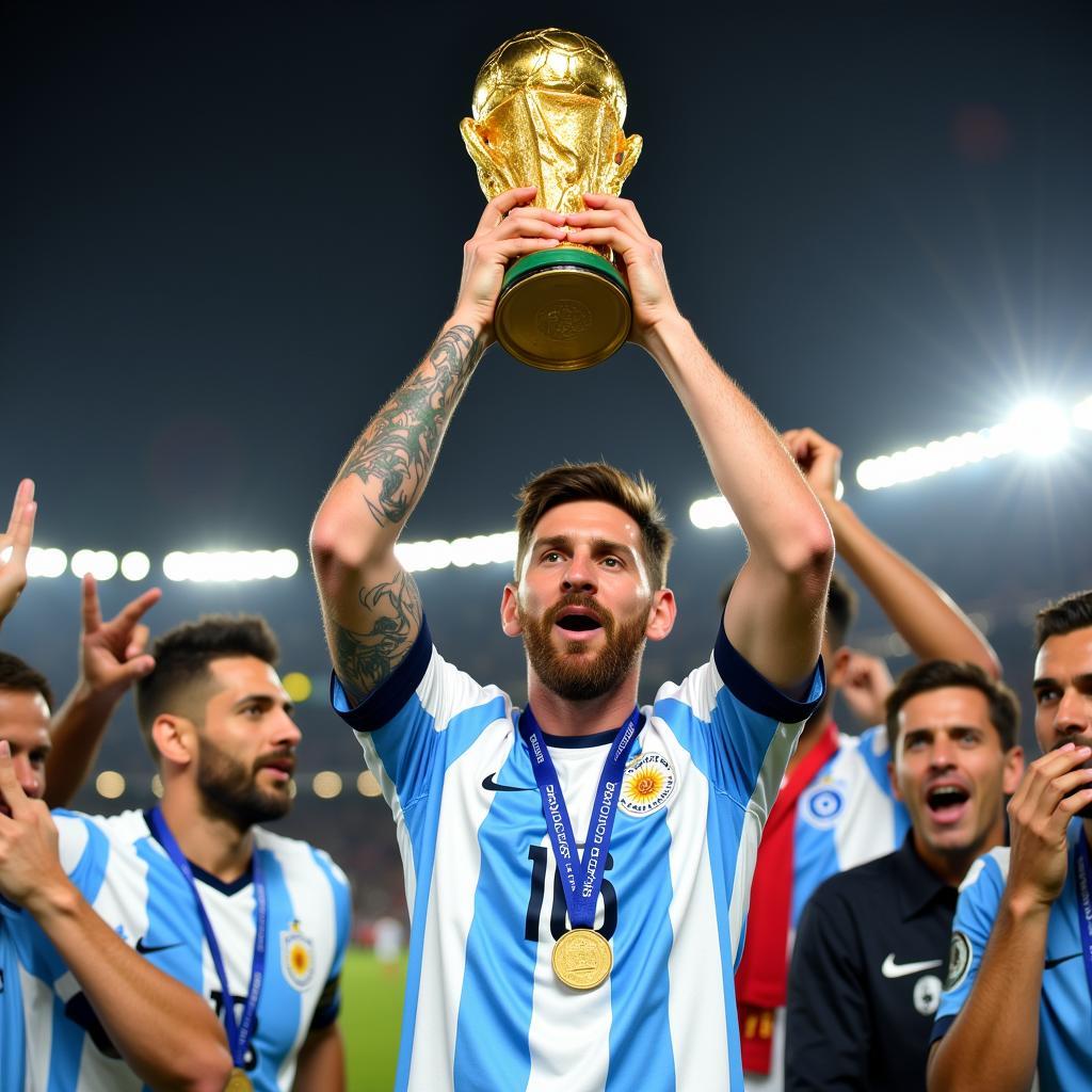 Khoảnh khắc kỳ diệu tại World Cup 2022: Messi nâng cao cúp vàng