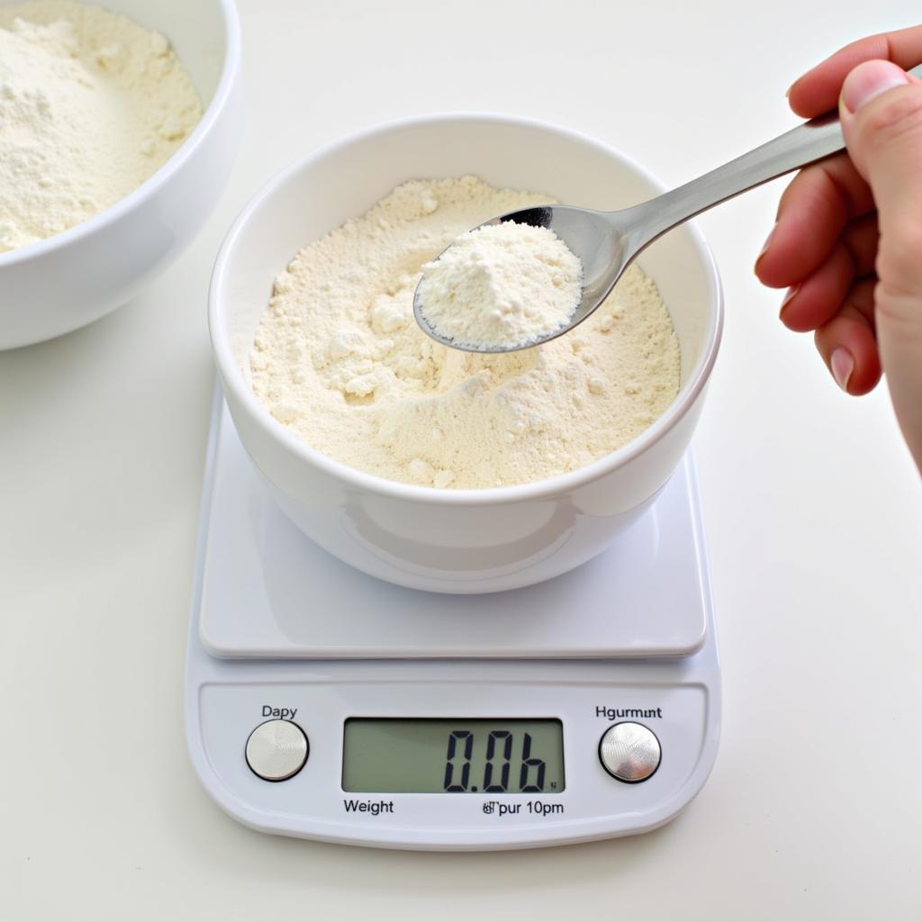 Measuring flour using a kitchen scale