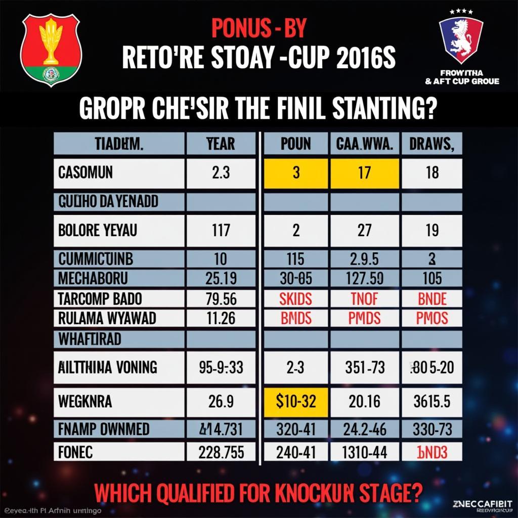 Bảng xếp hạng vòng bảng AFF Cup 2016