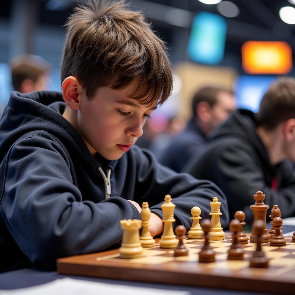 Kỳ thủ trẻ tài năng tại Chess World Cup 2023 thể hiện kỹ năng xuất sắc.