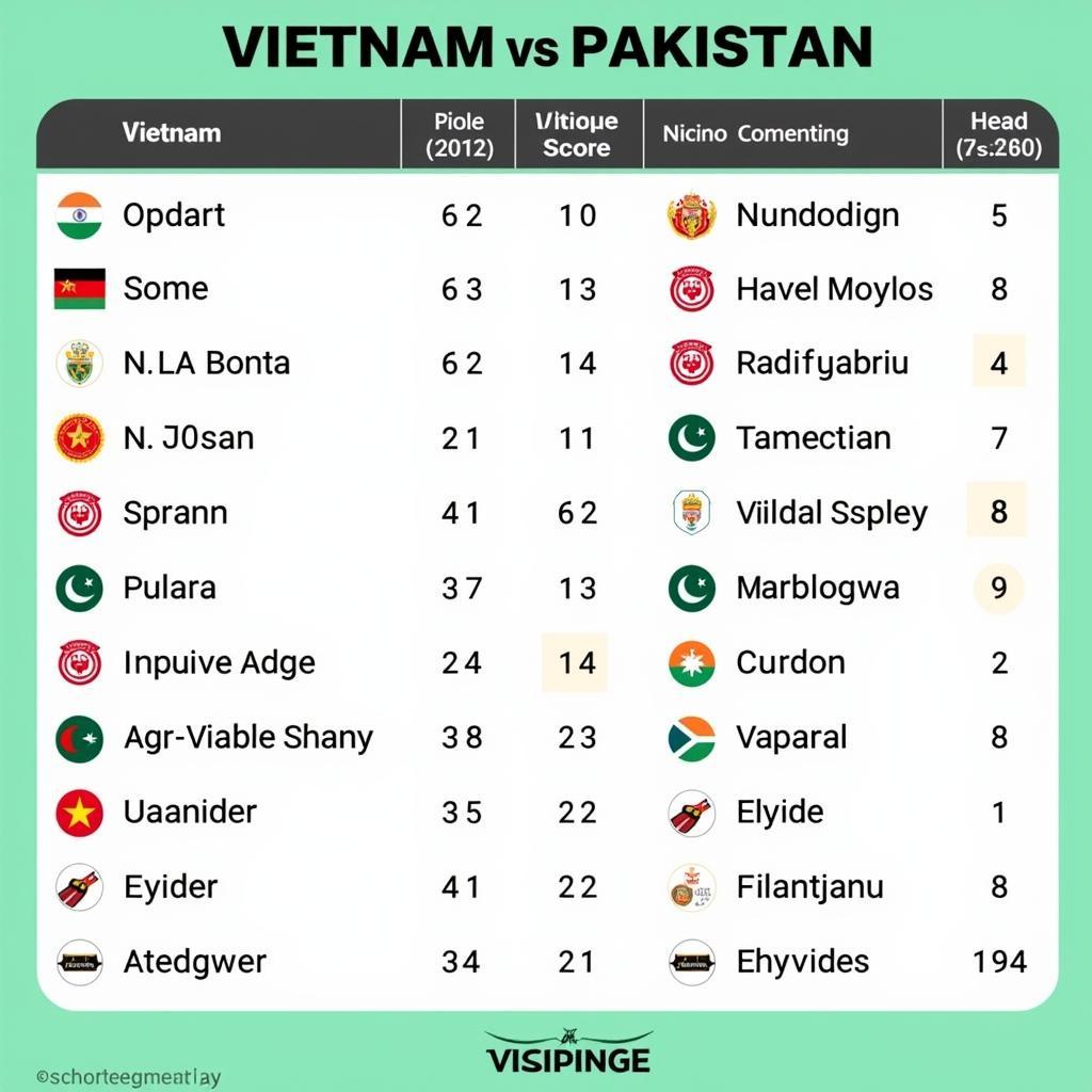 Lịch sử đối đầu giữa đội tuyển Việt Nam và Pakistan