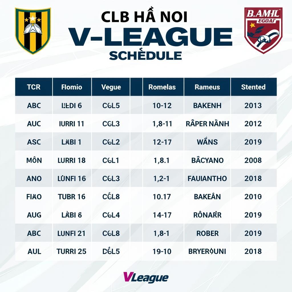 Lịch thi đấu CLB Hà Nội tại V-League