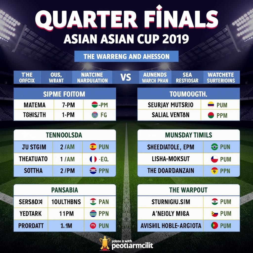 Lịch thi đấu tứ kết Asian Cup 2019 chi tiết