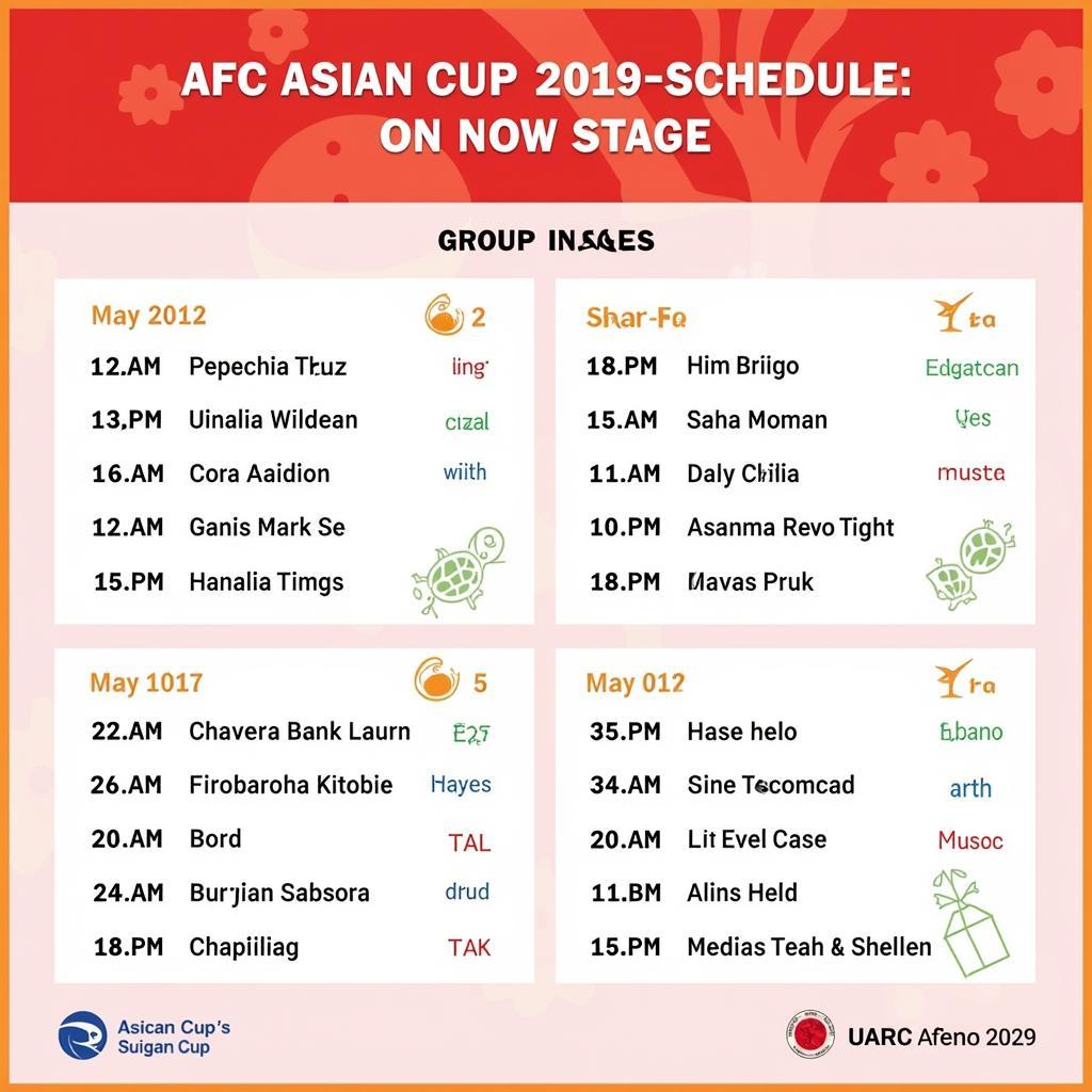 Lịch thi đấu vòng bảng Asian Cup 2019