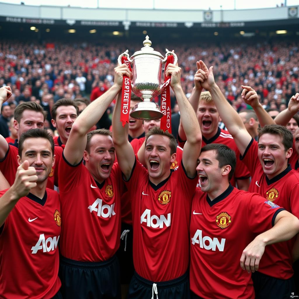 Manchester United ăn mừng chiến thắng FA Cup 1999