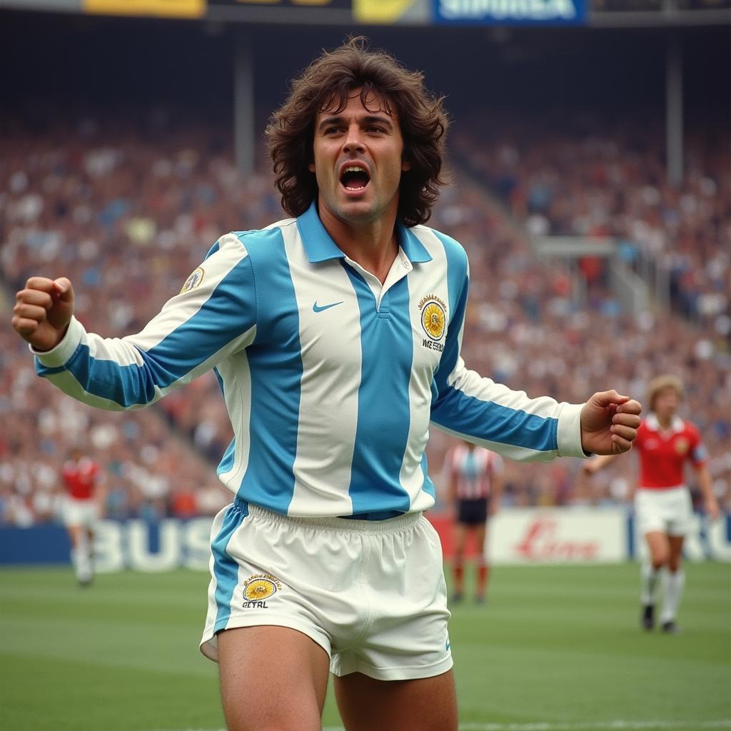 Mario Kempes Celebrating 1978 World Cup Final Victory