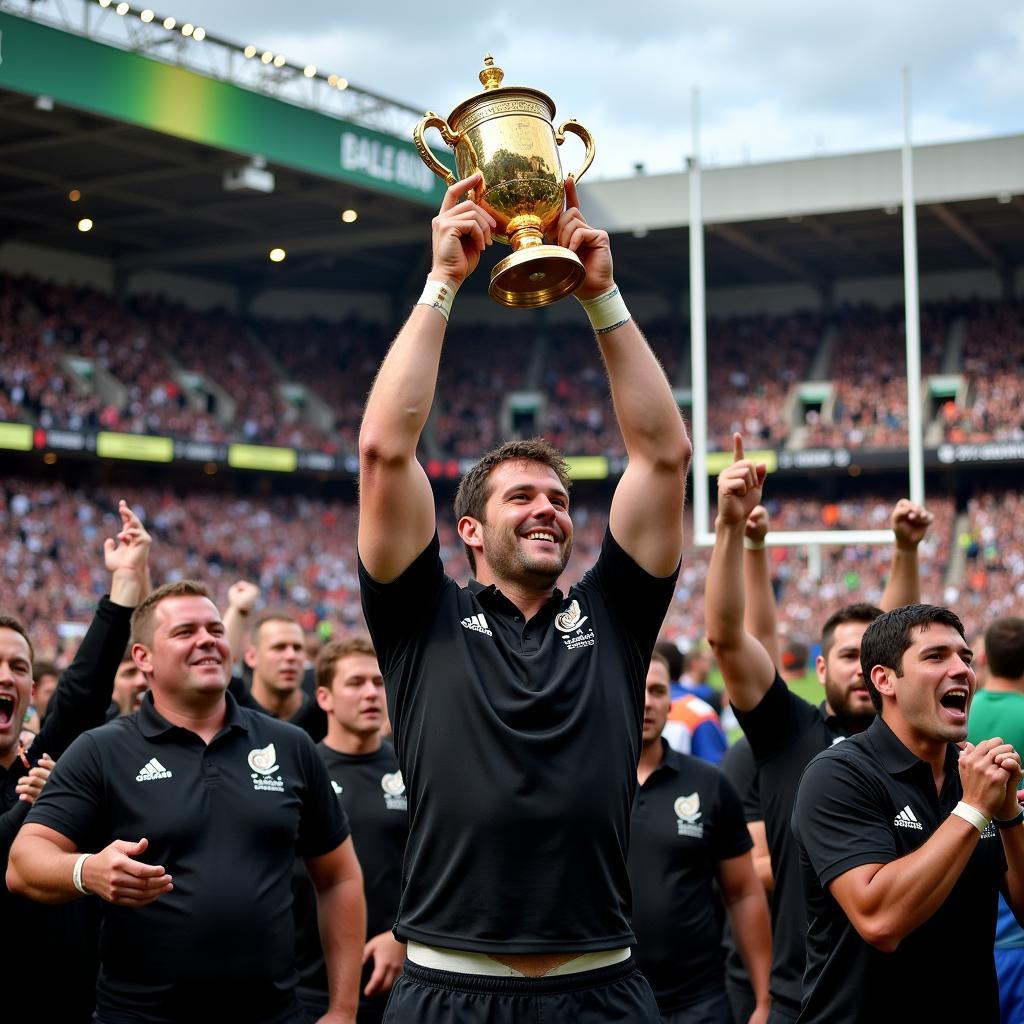 New Zealand lifts the Webb Ellis Cup in 2011