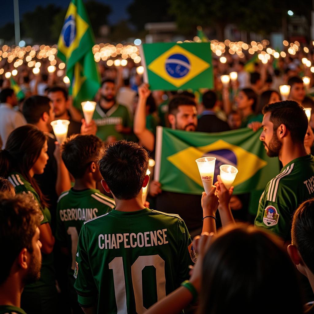 Hình ảnh người hâm mộ tưởng niệm các nạn nhân của Chapecoense