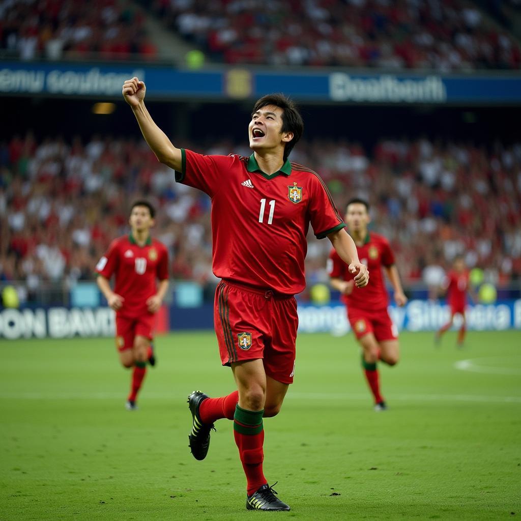 Park Ji Sung ăn mừng bàn thắng tại World Cup 2002