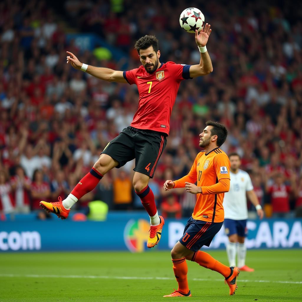 Pha bay người đánh đầu của Van Persie tại World Cup 2014